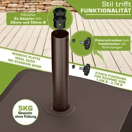 tillvex Schirmständer Granit/Kunststoff/Metall 37 Liter Braun
