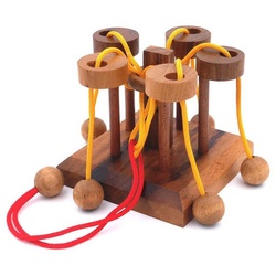 ROMBOL Denkspiele Spiel, Schnurpuzzle Karussell-Puzzle - schwieriges Seilpuzzle mit Pfiff aus Holz, Holzspiel