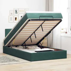 Ottomane Bett mit Matratze & LEDs Dunkelgrün 120x190 cm Samt