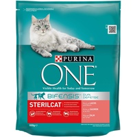 Purina ONE BIFENSIS Sterilcat Katzentrockenfutter: für kastrierte Katzen, reich an Lachs & Weizen, gesunder Stoffwechsel, 8er Pack (8 x 800 g)