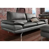 Calia Italia 3-Sitzer Dave, italienisches Design, erstklassiger Sitzkomfort, Breite 221cm, in zwei Lederqualitäten und toller Detailverarbeitung grau