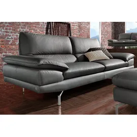 Calia Italia 3-Sitzer Dave, italienisches Design, erstklassiger Sitzkomfort, Breite 221cm, in zwei Lederqualitäten und toller Detailverarbeitung grau