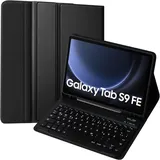 Für Samsung Galaxy Tab S9 FE Hülle mit Tastatur, Tastatur Hülle für Samsung Tab S9 FE 10.9 Zoll/Tab für S9 2023 Tablet, Schutzhülle mit Pencil Halter QWERTZ Layout, Magnetisch Abnehmbarer, Schwarz