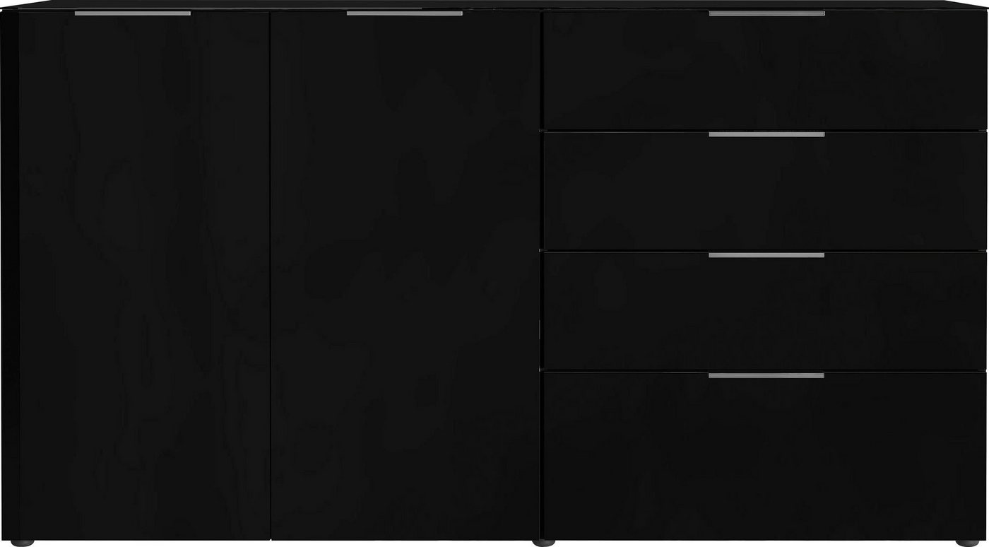 Produktbild GERMANIA Sideboard Oakland, in 2 Breiten, Fronten und Oberboden mit Glasauflage schwarz 184 cm x 102 cm x 42 cm