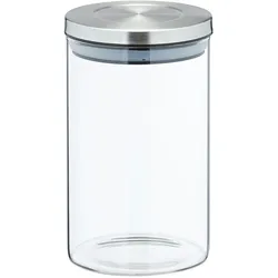 Relaxdays Vorratsglas 3er Set, Volumen 800 ml, Edelstahldeckel, Aufbewahrungsbehälter, Müsli, Nudeln & Reis, transparent