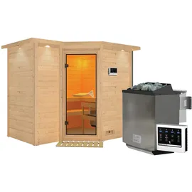 Karibu Sahib 9 kW Bioofen + ext. Steuerung + Dachkranz