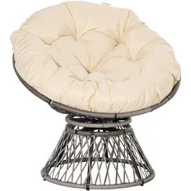 Outsunny Papasansessel Korbsessel 87 x 97 x 90 cm beige
