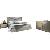 JVmoebel Schlafzimmer-Set, Schlafzimmer Bett 2x Nachttisch Betten 3tlg. Set Polster grau