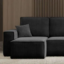 m-punkt Wohnlandschaft U-Form COMO Cord mit Bett Sofa Schlafsofa Ottomane - Schwarz