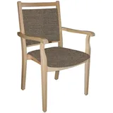 einrichtungsdesign24 Armlehnstuhl 4-Fußstuhl Holzstuhl mit Armlehnen André Seniorenstuhl Esszimmer, Gestell aus Massivholz und stapelbar braun