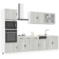 VidaXL 7-tlg. Küchenschrank-Set Kalmar Grau Sonoma Holzwerkstoff