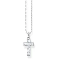 Thomas Sabo Kette Kreuz mit weißen Steinen Silber 925