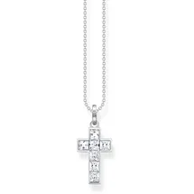 Thomas Sabo Kette Kreuz mit weißen Steinen Silber 925