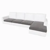 Rosnek Sofahusse 4 Stück, Plüschsamt, elastisch, für L-Sofa grau