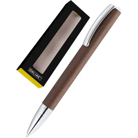 ONLINE USV-Systeme ONLINE Kugelschreiber Vision Braun I Drehkugelschreiber mit Standard Großraummine in Strichstärke medium, Schreibfarbe Schwarz I Eleganter Kulli aus Aluminium in Geschenkbox