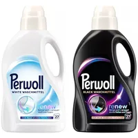 Perwoll Black & White 2 x 27 WL (54WL) Vollwaschmittel (Doppelpack, [- Flüssigwaschmittel mit Dreifach-Renew-Technologie für dunkle & weiße Wäsche)