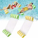 2-teiliges Aufblasbares Faltbett. Wasserhängematte. Poolliege, Luftmatratze, Aufblasbare Poolhängematte Für Erwachsene Und Kinder. (grün + Gelb)