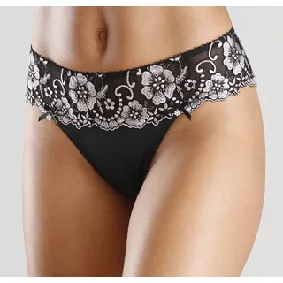 String LASCANA "Wanda Dessous", Damen, Gr. 48/50, rosa (schwarz, rose), Microtouch, Obermaterial: 80% Polyamid, 12% Polyester, 8% Elasthan, Unterhosen String, mit Stickerei Spitze in blumiger Optik