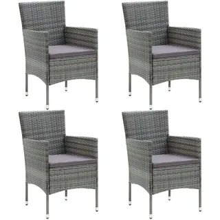 vidaXL Polyrattan Garten-Essstühle 53 x 58 x 84 cm grau 4 St. 310563