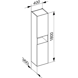 Keuco Stageline Hochschrank 40 x 180 cm Cashmere/Glas