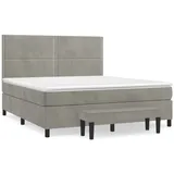 vidaXL Boxspringbett mit Matratze Hellgrau 160x200 cm Samt1350664