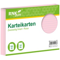 RNK RNKVERLAG 115053 - Karteikarten liniert 7 mm, rosa,