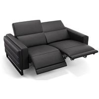 Sofanella 2-Sitzer Leder Deltona, Relaxsofa, Designsofa, Designer Couch, Italienisches Sofa, 2er Sofa schwarz