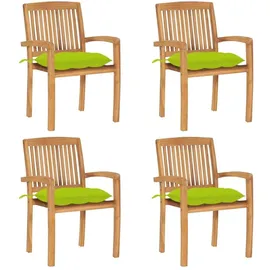 vidaXL Stapelbare Gartenstühle mit Kissen 59 x 95,5 x 26 cm grün 4 St.