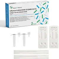 HansaGT Medical Corona Schnelltest und Grippe Test für Zuhause Covid 19 & Influenza A/B Combo Rapid Test Cassette, Antigen Selbsttest 2 Stück (1er Pack) + E-Book
