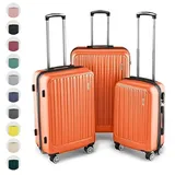 Easy Move ABS Hartschalenkoffer [ERGONOMISCH & SICHER] - Großer Trolley Koffer mit 360° Rädern, Zahlen Schloss - reisekoffer groß, hartschalenkoffer, Luggage (Orange, Set) *