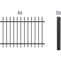 GAH Alberts Zaun-Set 200 x 120 cm Aluminium Schwarz