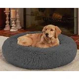 LINRUI XXL Waschbar & Antistress Hundekissen Orthopädisches Hundebett Flauschiges für Extra große Grosse Mittlere Hunde Donut Hundesofa Memory Foam Hundehöhle Oval Hoch XL Rund Kuschelig Dunkelgrau
