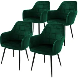 ML-Design 4er Esszimmerstühle Wohnzimmerstühle Stuhl aus Samt Küchenstuhl Set Dunkelgrün
