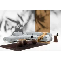 JV Möbel Ecksofa Sofa Stoff Wohnzimmer Sofas Eck Grau Modern Polyester Design