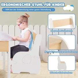 Costway Kindersitzgruppe 4-in-1 2 Stühle 90 x 60 x 50 cm Holz weiß grau
