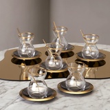 KARACA Laçin Teeset für 6 Personen, 18 Teilig Teeset - Eleganter Teegenuss in Gold und Weiß Teeservice, Türkische Teegläser