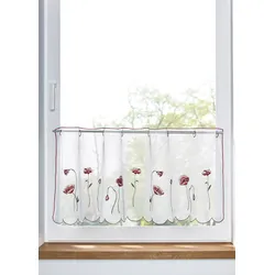 bonprix Transparente Scheibengardine mit Blumenstickerei, weiß, 30x120 cm