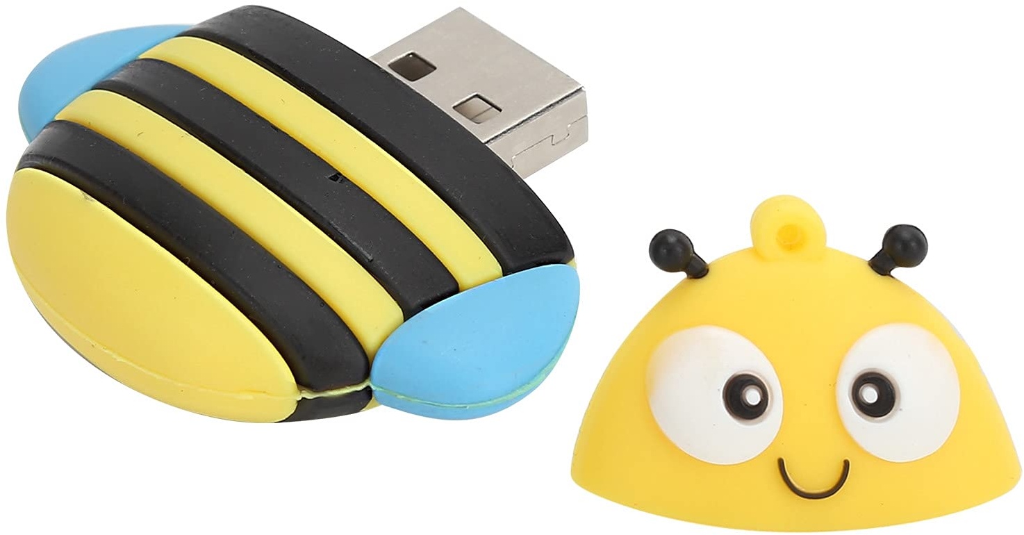 Elprico USB-Stick, Gelb Cartoon 3D Little Bee Modell Memory Stick 16GB/32GB/64GB/128GB Speicher U Disk Geschenk Datenspeicher Thumb Drive für Windows (32 GB)