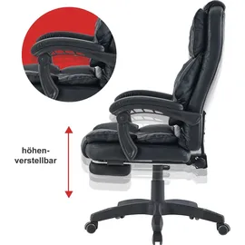 Trisens Bürostuhl mit Fußstütze und flexiblen 3-Punkt-Armlehnen - Schreibtischstuhl im Lederoptik-Design - ergonomischer Bürostuhl mit einer verstellbaren Rückenlehne für gesündere Sitzhaltung