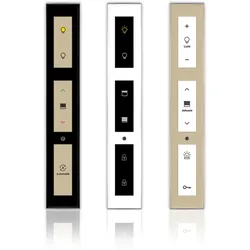 Glas-Tastenfeld mit 6 Tasten, Corona®-Licht, Temperatur-Messung und IR-Fernsteuerung in champagner LCN-GT6LC