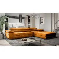 Goldstoff Ecksofa mit Schlaffunktion und Bettkasten VENUS TWIN - Ecksofa mit Federkern, Eckcouch Gold - Gold