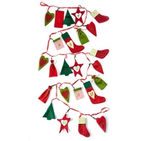 HEITMANN DECO Adventskalender Kette zum Befüllen und Aufhängen - Filz-Adventskalender - Weihnachts-Motive - Rot, Grün