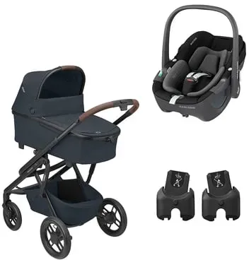 MAXI COSI Kombikinderwagen Lila XP Plus 3 in 1 Set Essential Graphite mit Babyschale Pebble 360 Essential Black