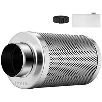 VIVOSUN Aktivkohlefilter Grow Aktivkohlefilter 150mm/6 Inch Geruchskontrolle mit Australischer Aktivkohle inkl. Vorfilter für Indoor Growzelt Growbox Rohrventilator Gewächshaus