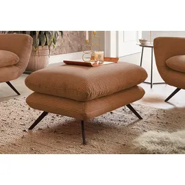 KAWOLA Hochlehnsessel CHARME Cord 72 x 100 x 80 cm Braun mit Hockerbank
