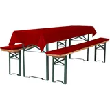 TexDeko Bierbankauflage gepolstert 220x25x4cm XL waschbar 3TLG Set Blickdicht Tischdecke 250x100cm (universal) Rot