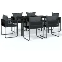 VidaXL 7-tlg. Garten-Essgruppe Schwarz
