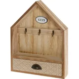 Myflair Möbel & Accessoires Schlüsselkasten »Sylke«, Schlüsselbrett, Haus Form, mit 3 Haken & Schublade, braun