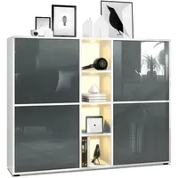 Vladon Highboard, Grau, 130.5x105.5x35.5 cm, Wohnzimmer, Kommoden & Sideboards,