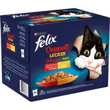 Felix "Doppelt lecker - so gut wie es aussieht" Pouches 24 x 85 g - Rind & Geflügel, Lamm & Kalb, Huhn & Niere, Truthahn & Leber